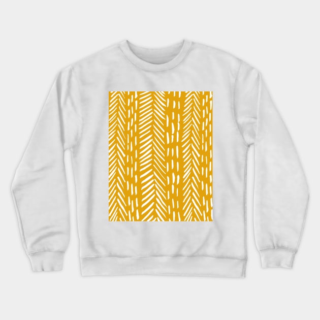 Abstract herringbone pattern - white and ochre Crewneck Sweatshirt by wackapacka